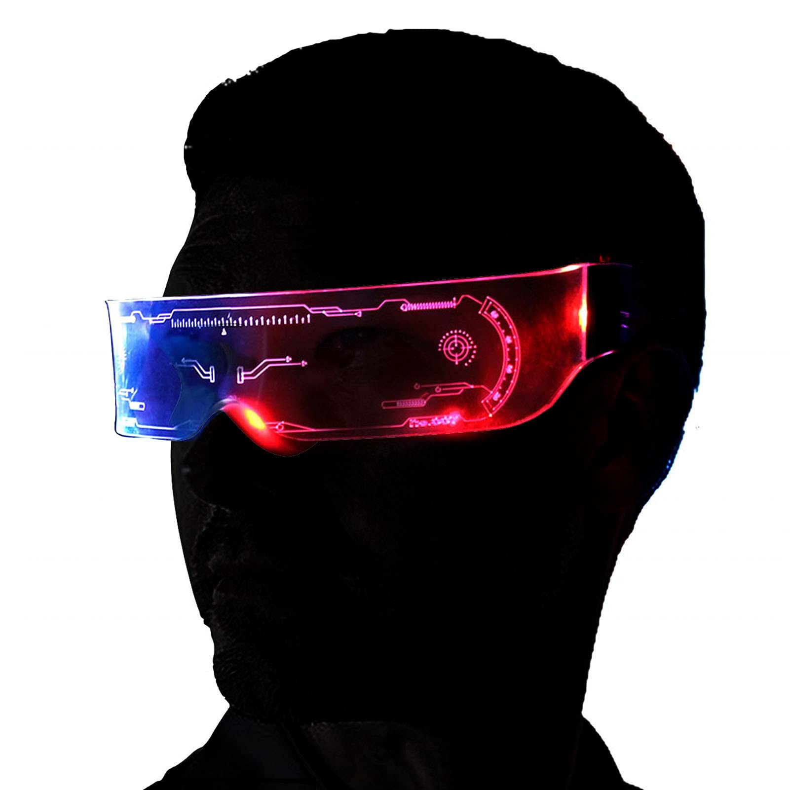 LED Visor Glasses Cyberpunk, Light Up Glasses with 7 Colors and 5 Modes