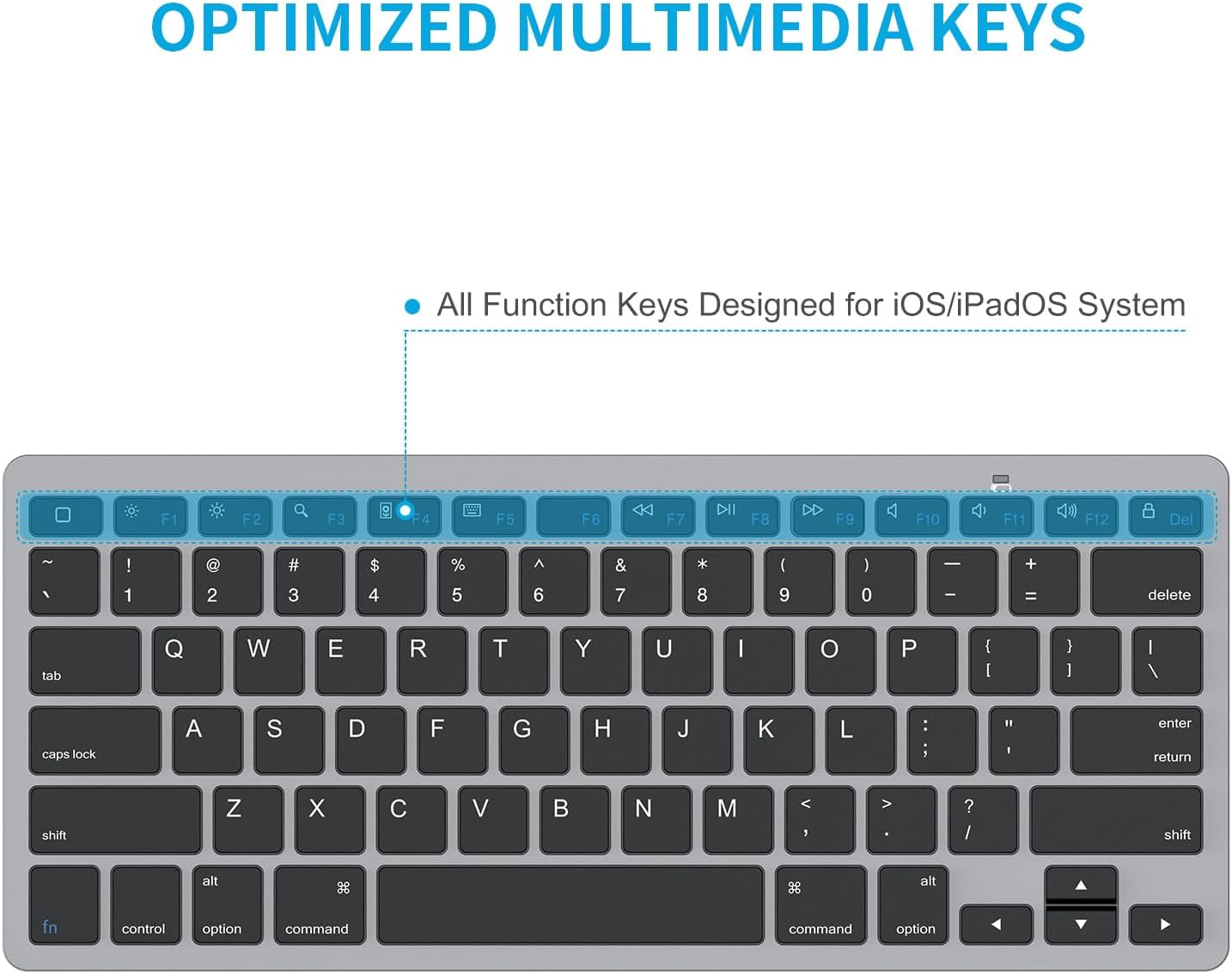 OMOTON Bluetooth Keyboard Compatible with iPad A16 11th 10th Generation, iPad 10.2 (9th/8th/7th), iPad Pro 13/12.9/11 inch, iPad Air/Mini and More iOS Devices, Black Grey