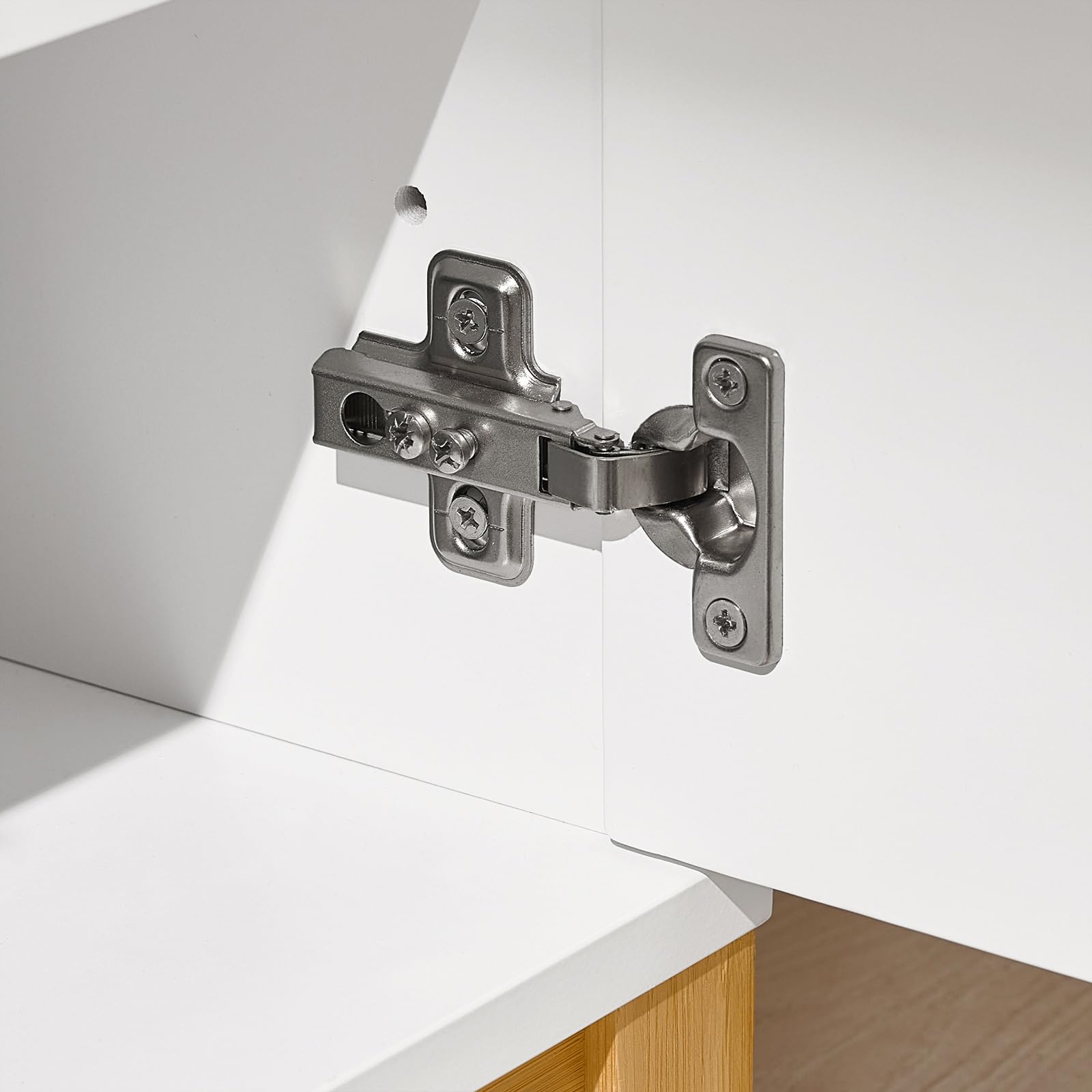 SoBuy Panca Scarpiera Ingresso con Seduta, Cassapanca Contenitore da Interno con 2 Ante, in Legno ingegnerizzato + Bambù 90x34x46cm Bianco FSR117-W