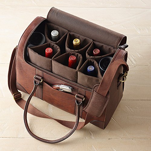 6-Bottle Leather BYO Weekender Wine Bag - Thumbnail 2