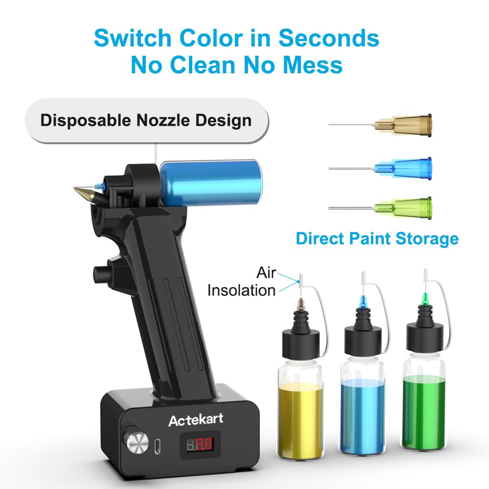 Kit di accessori per aerografo No-Clean, 8 flaconi di vernice e 150 ugelli usa e getta (0,2/0,3/0,5 mm 50 ciascuno), compatibile con aerografo TK-AB0078