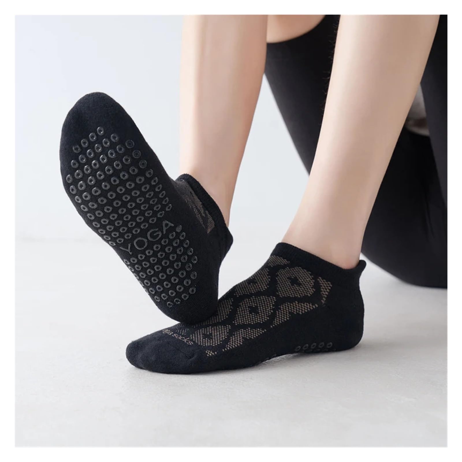Calcetines de Yoga for Mujer, calcetín de Pilates Antideslizante Transpirable, calcetín Deportivo de algodón for Baile de Ballet y Fitness para Yoga Pilates Gimnasio(Red)