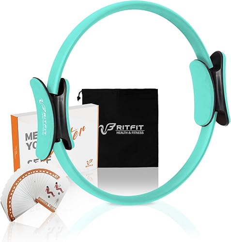 Miniatura 7 de RitFit Anillo de pilates  Magic Fitness Círculo de 14 pulgadas para tonificación interior y exterior muslos, bolsa de transporte y libro electrónico
