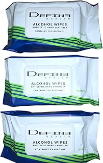 Antiseptic Hand Sanitizing Wipes 75% Alcohol 150 Count (3 Packs of 50 Wipes)