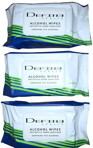 Antiseptic Hand Sanitizing Wipes 75% Alcohol 150 Count (3 Packs of 50 Wipes)