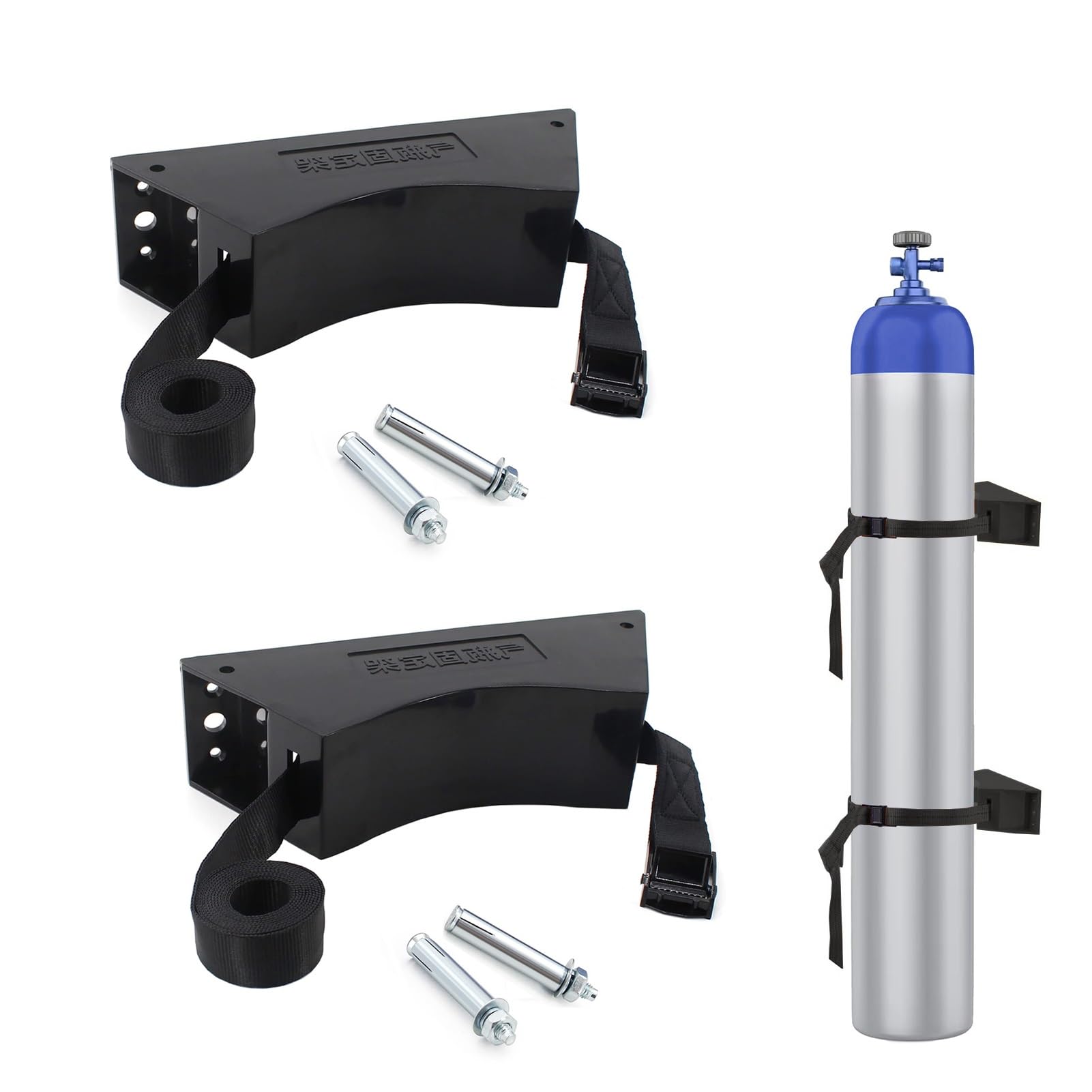 GHHVFEC Oxygen cylinder rack,2 Pack Wall-Mounted Oxygen Tank Holder, Durable ABS Gas Cylinder Rack for Nitrogen/Acetylene/Propane, Oxygen Canister Stand for Hospitals & Factories (Black)