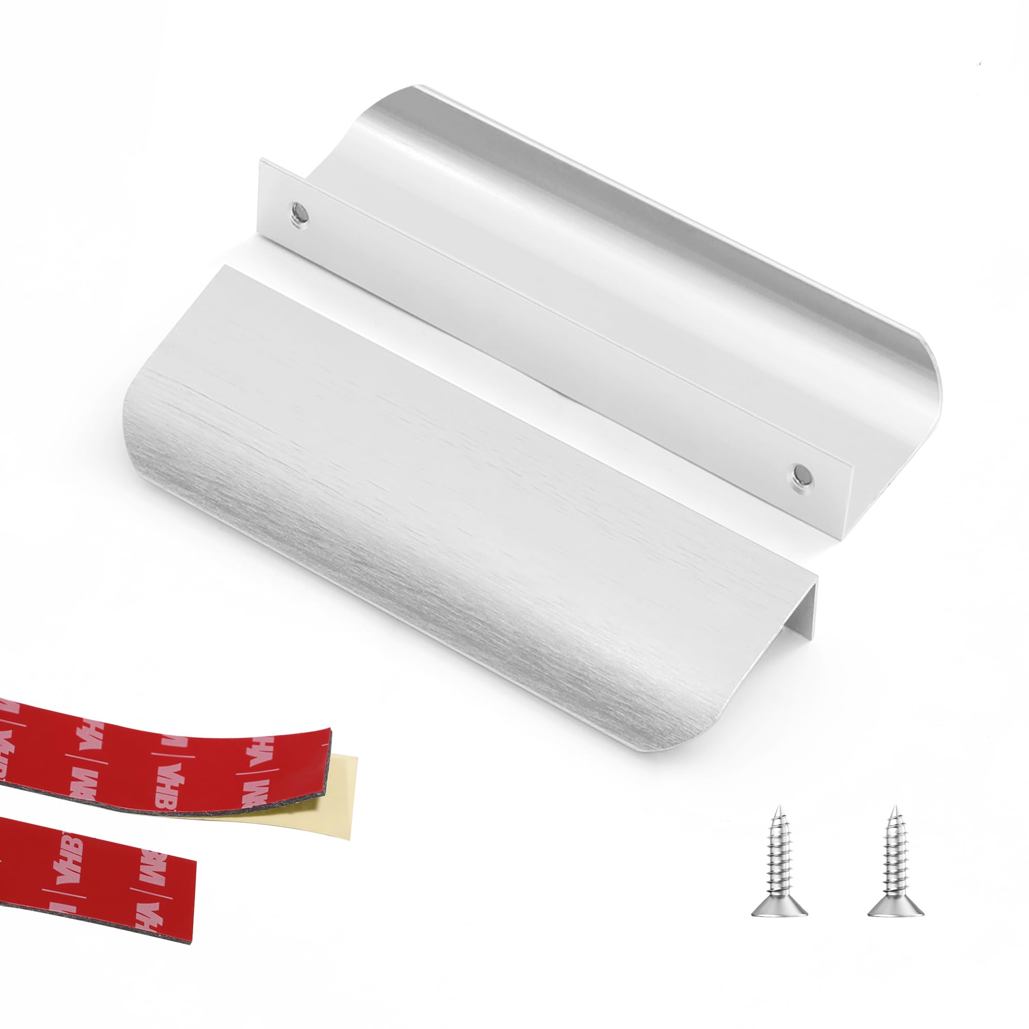 LEAPHZOT 10 Pack 5" (120mm) Overall Length Edge Finger Pull,Brushed Nickel Concealed Kitchen Cabinet Handle,Top Mount Flat Cabinet Pulls for Cupboard