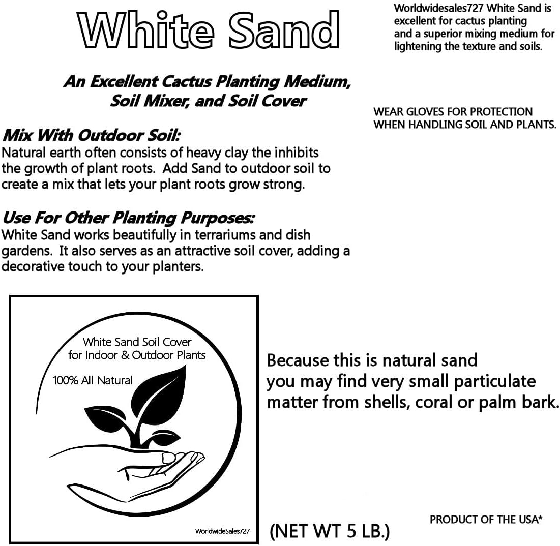 Gardening Sand, Multi-Purpose White Sand, Indoor & Outdoor, Terrariums, Bonsai, Cactus, Succulent, Decorative Projects, All Natural (20 lbs.)
