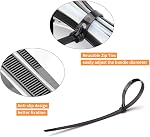 Reusable Zip Ties 12 Inch 100Packs Reusable Zip Tie Black Zipper Tie Removable Wire Ties SGS Certified,for Cable Management Ties Multi-Purpose Use Indoor and Outdoor Tie Wire