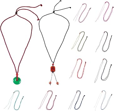 20 Pcs Adjustable Necklace String Jade Rope Assorted Color Braided Cord with Plastic Beads Bulk for Charm Pendant Jewelry Bracelet Necklaces Women DIY Beading Accessory Lanyard
