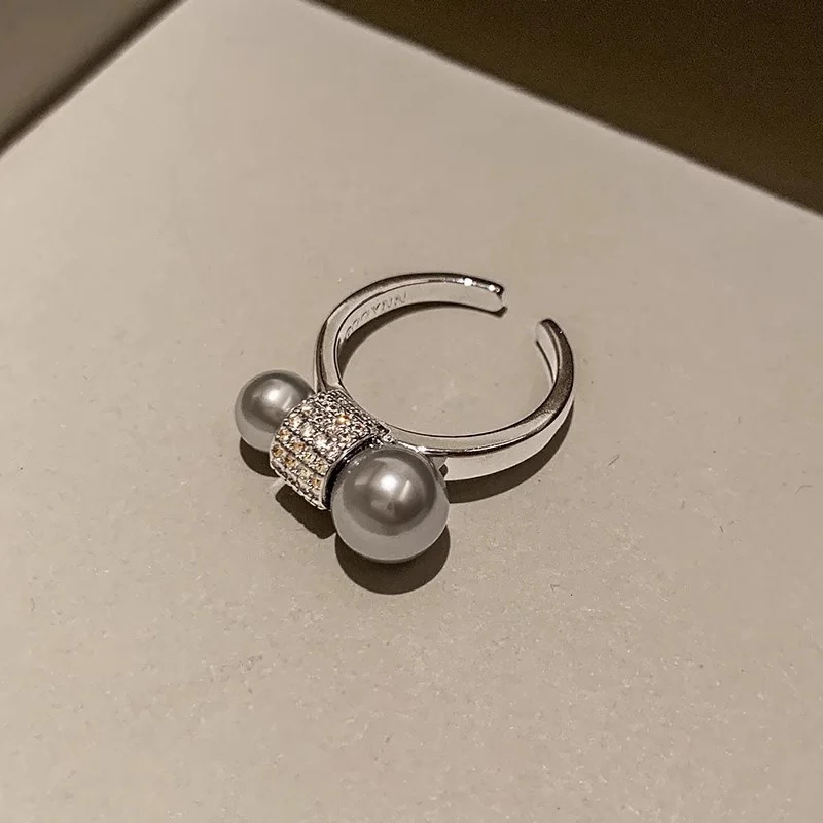 Ring Ringe Damen Bijouterie Herren Modischer Großer/Kleiner Perlen-Split-Ring Für Frauen, Nischendesign, Verstellbarer Zeigefingerring, Vintage, All-Match-Schmuck Für Den Alltag