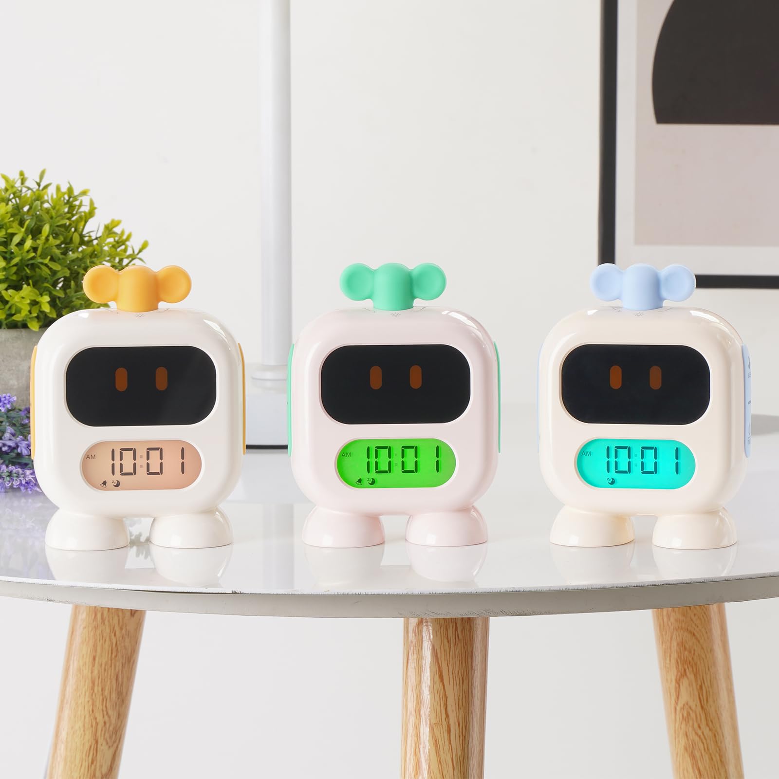 Reloj despertador para niños, reloj de crecimiento con luz roja verde, temporizador de siesta, entrenador de sueño para niños pequeños (azul)