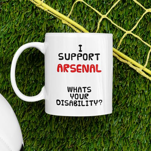 Super Lemon Funny Arsenal Football Mug 11oz – I Support Arsenal, What’s Your Disability? Joke Gift for Gunners Fans, Ceramic Coffee Cup, Dishwasher Safe, Ideal for Home or Office - Image 3