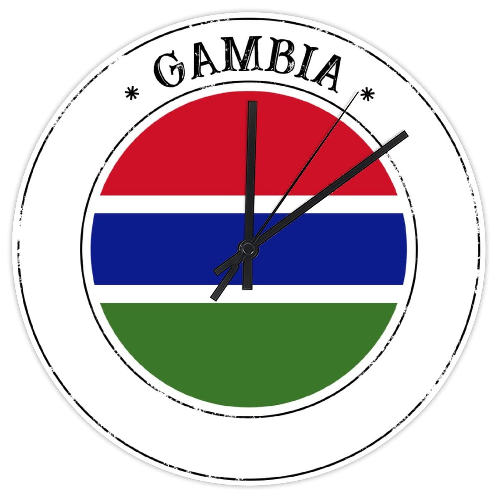Horloge murale drapeau Gambie silencieuse de 38 cm pour salon