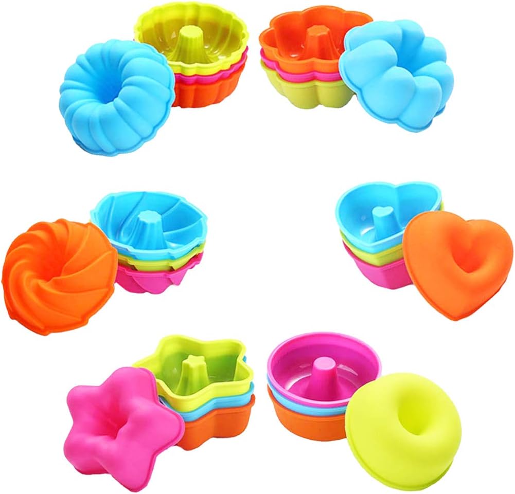 megrocle 24 Pcs Silicone Donut Pan for Baking, Reusable