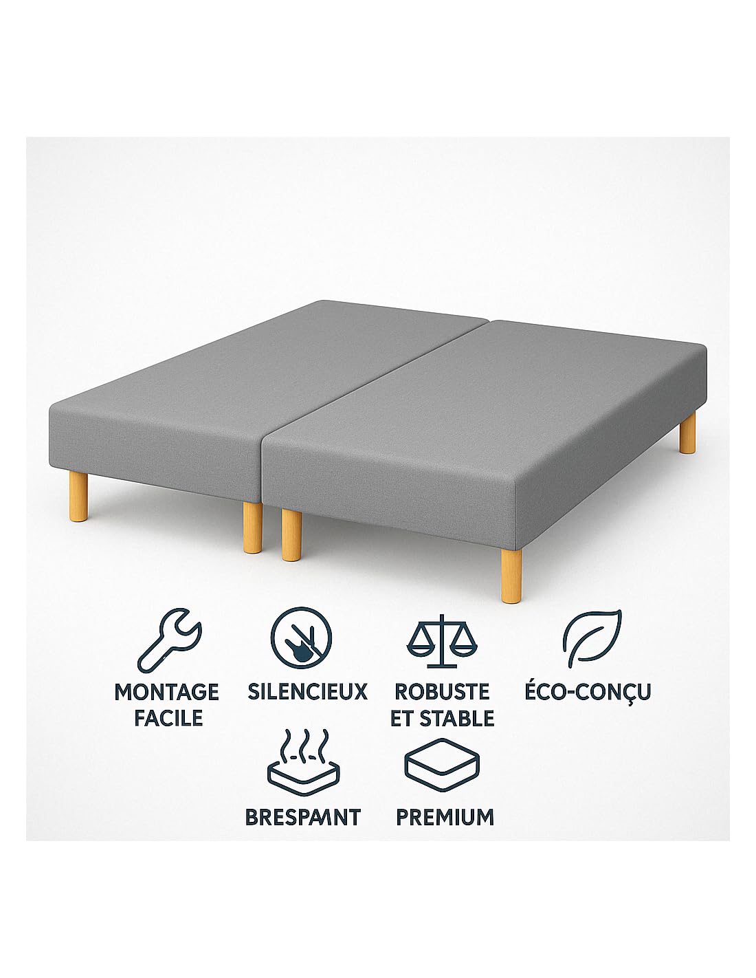 by sommiflex SOMMIER TAPISSIER Gris 90x200x2 cm (180x200) | Fabrication FRANÇ