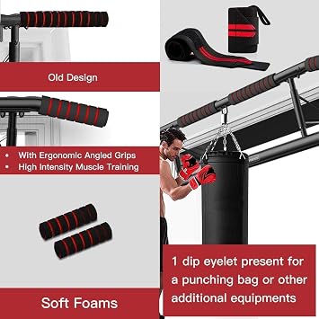 AmazeFan Pull Up Bar Doorway with Ergonomic Grip - Fitness Upframe for Home Gym Exercise - Multi Angle Grip - 2024 Upgrade Smart Hook Fits Almost All Doors