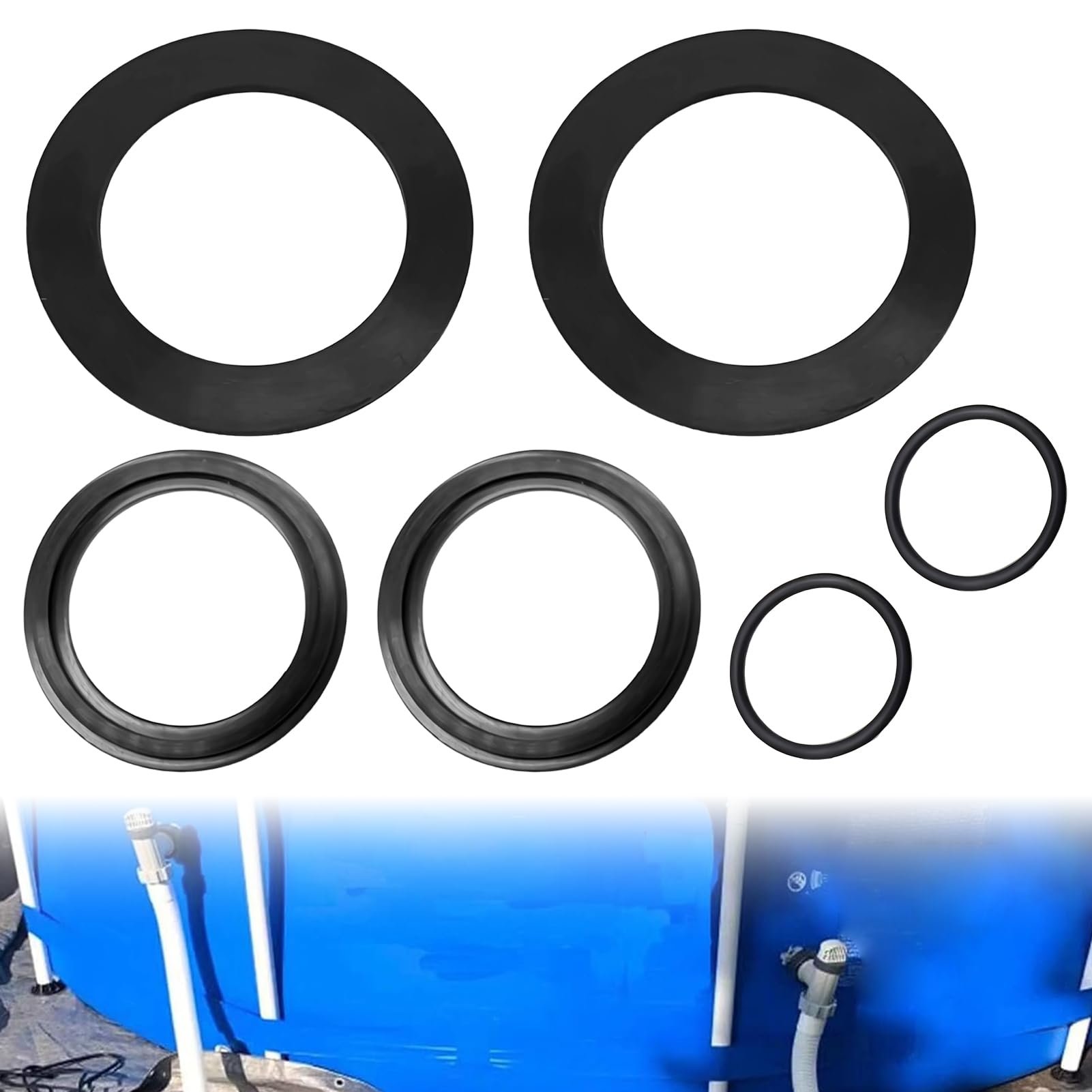 Erioscar O-ring zestaw pierścieni uszczelniających do pompy basenowej Intex, 3 pary uszczelek gumowych, części zamienne do filtra piaskowego, zaworu tłokowego i zaworu odcinającego