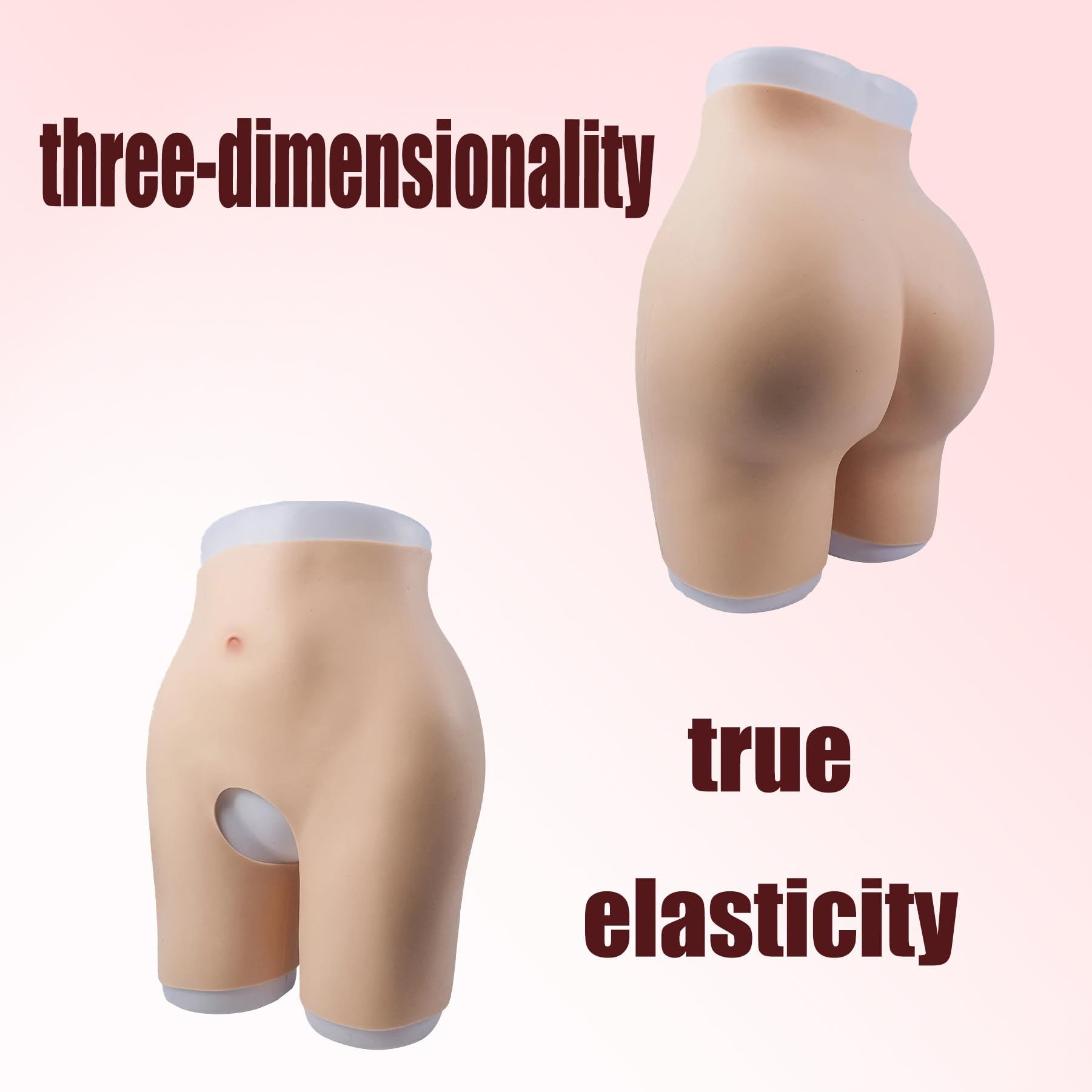 Adima Pantalones De Silicona para Aumentar Los Glúteos Ropa Interior Reductora De Glúteos De Entrepierna Abierta para Mujeres y Travestis,Blanco,Hip 1.2CM