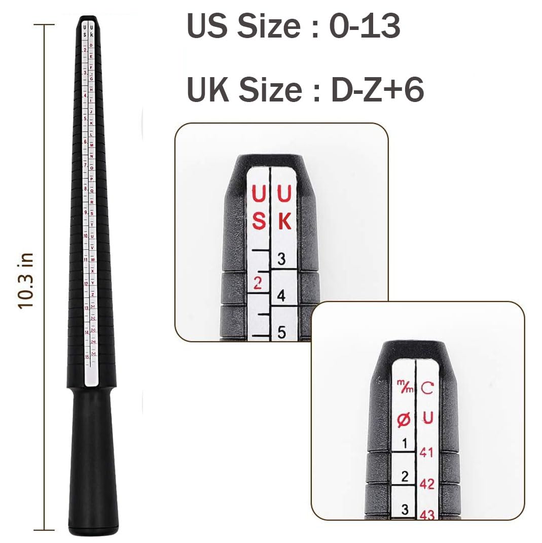 Misuratore Anelli Inglese (UK) – Metallo – Mandrino E Bastone – Cadoline
