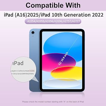 for iPad A16 11th/10th Gen Keyboard Case, Backlit Bluetooth (Purple)