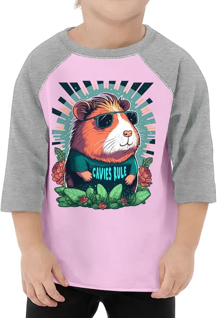 Cool Guinea Pig Toddler Baseball T-Shirt - Swag Guinea Pig 3/4 Sleeve T-Shirt - Quotes Printed Kids' Baseball Tee