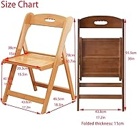 Vista 3 de Sillas de comedor plegables de bambú, cómoda oficina de asiento, área de recepción, mesa y silla plegables, fácil de almacenar, 1 ps(color natural)