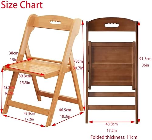 Miniatura 3 de Sillas de comedor plegables de bambú, cómoda oficina de asiento, área de recepción, mesa y silla plegables, fácil de almacenar, 1 ps(color natural)