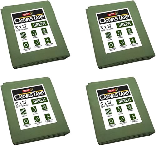 Miniatura 48 de Mytee Products Lona de lona marrón oscuro de 6 x 8 pies de 12 onzas, resistente al agua y transpirable, lonas resistentes, cubierta de lona