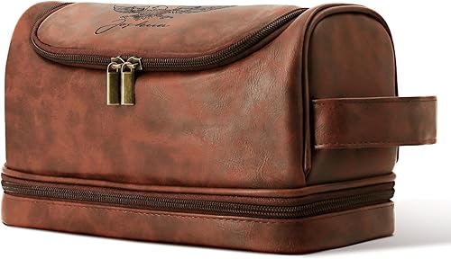 Miniatura 7 de Neceser de cuero personalizado para hombres, bolsa de viaje hecha a mano para marido, novio, papá, cumpleaños, aniversario, boda, padrinos de boda,