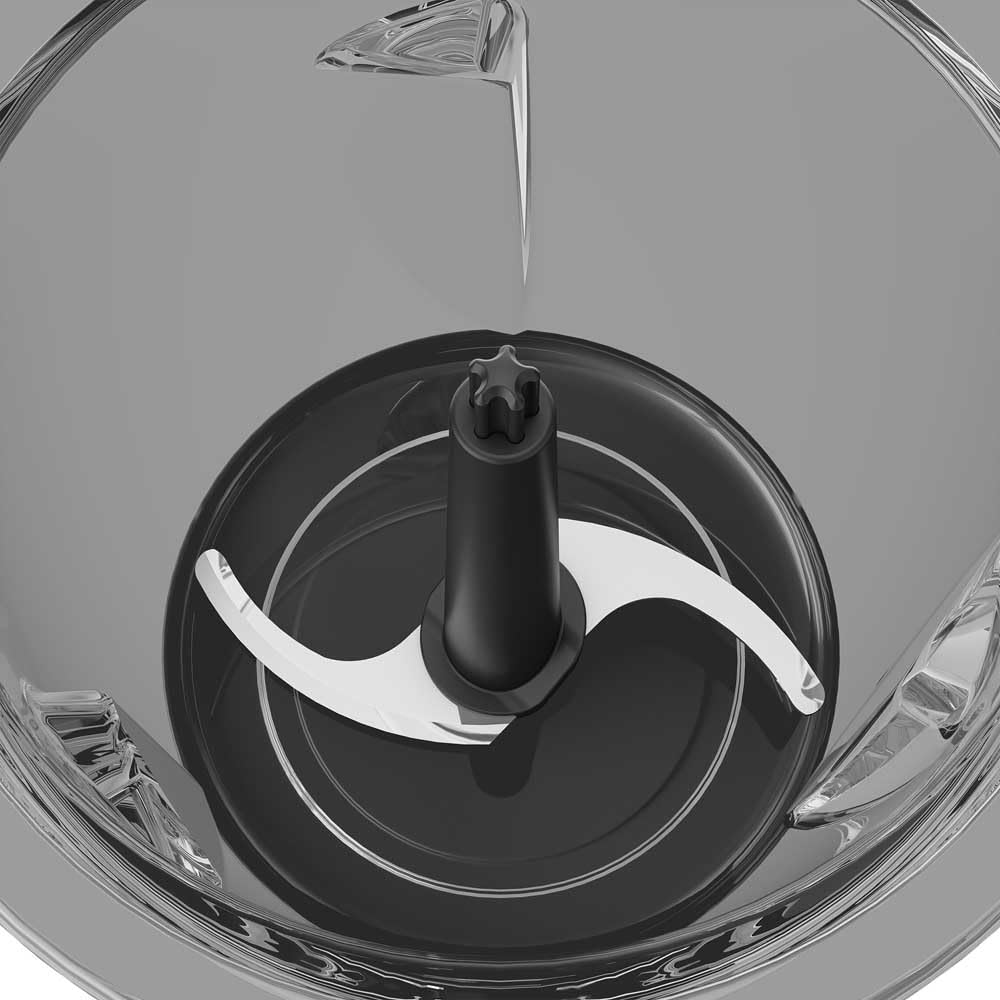 Beko - CHG81442BX - Tritatutto Elettrico Sirius Line, 400 Watt, Ciotola in Vetro da 1000 ml, 2 Velocità, Base Antiscivolo - Nero/Inox, 18 x 16 x h22,5 cm