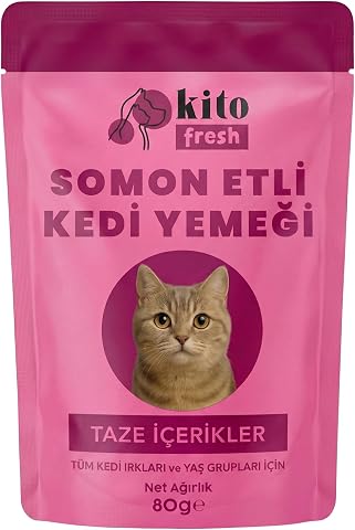 Kito Fresh Somonlu Kedi Yemeği%100 Taze İçerikli Mama 80 g