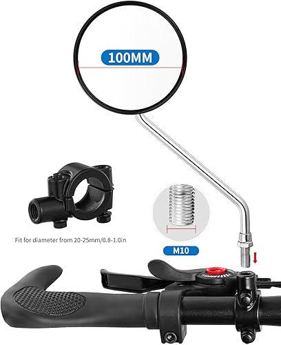 Miniatura 9 de Espejo retrovisor para manillar de bicicleta, universal, ajustable, giratorio, vintage, seguro, transparente, para bicicleta de montaña, carretera,