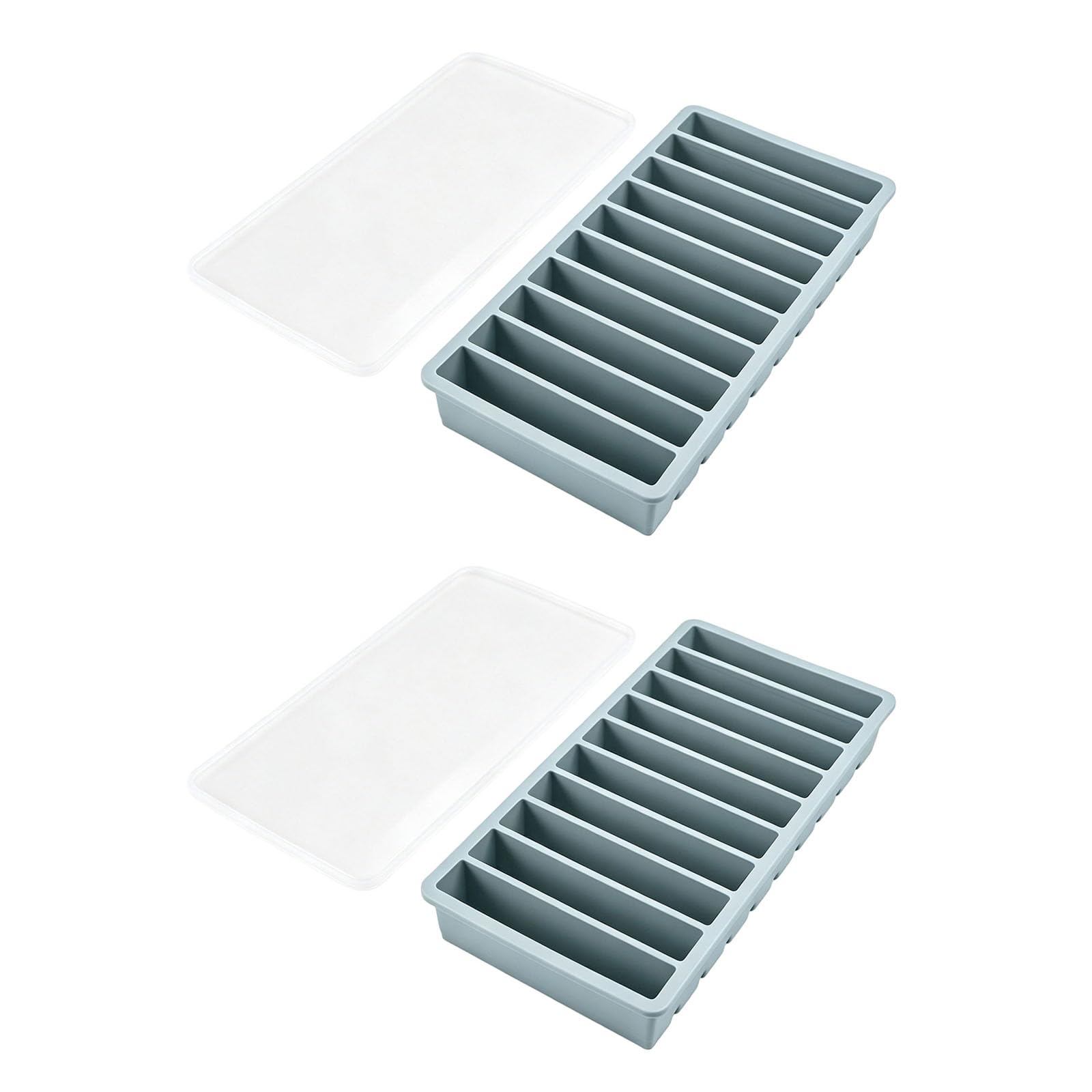 JUYAXIN 10 Slot Long Mold Crafted From Flexible Silicone Includes Protective Cover Prevents Freezer Odors Long Ice Molds