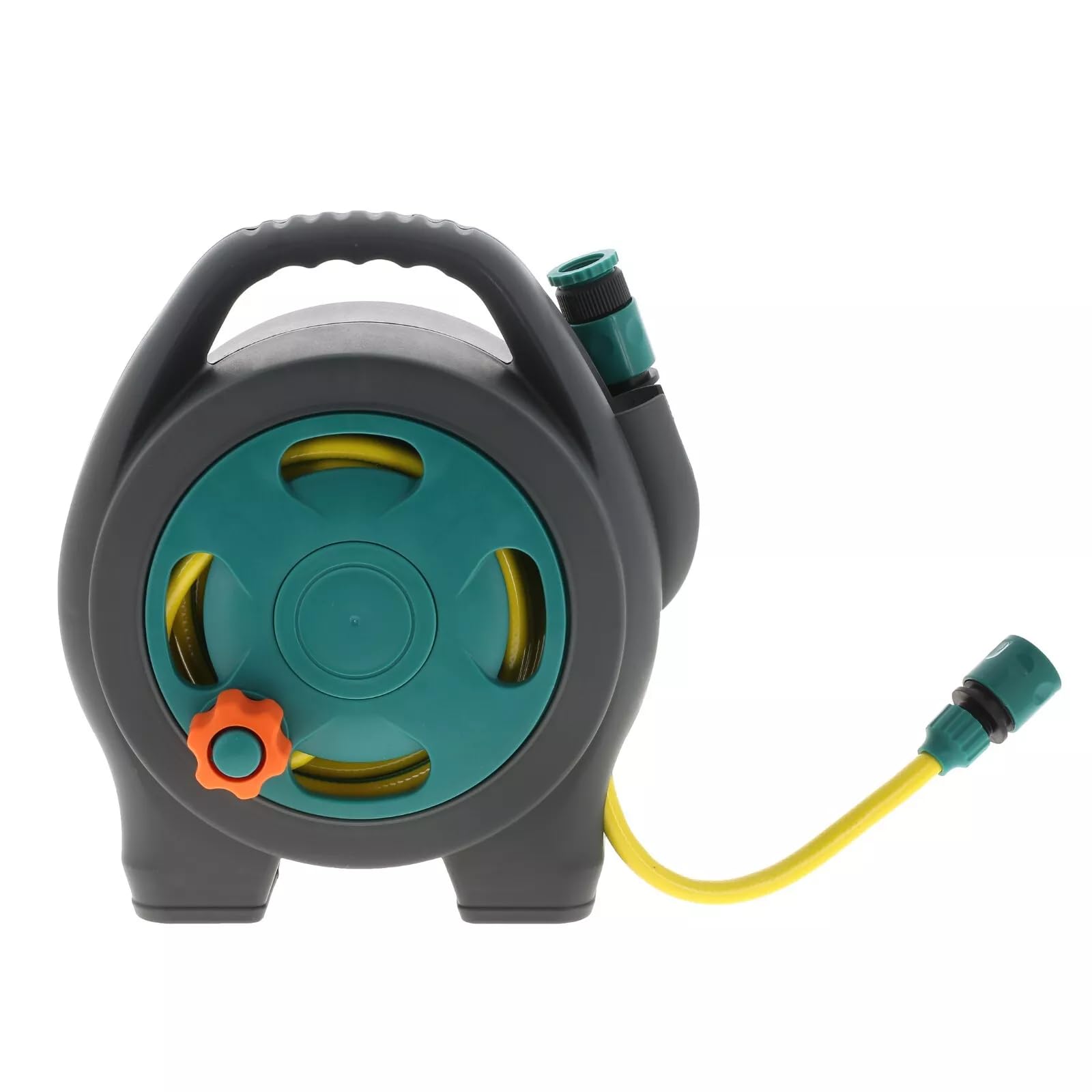 Masterpart Women's Grey/Green/Yellow Compact Garden Hose Reel 10M Spray Gun Freestanding Or Wall Hanging Connectors