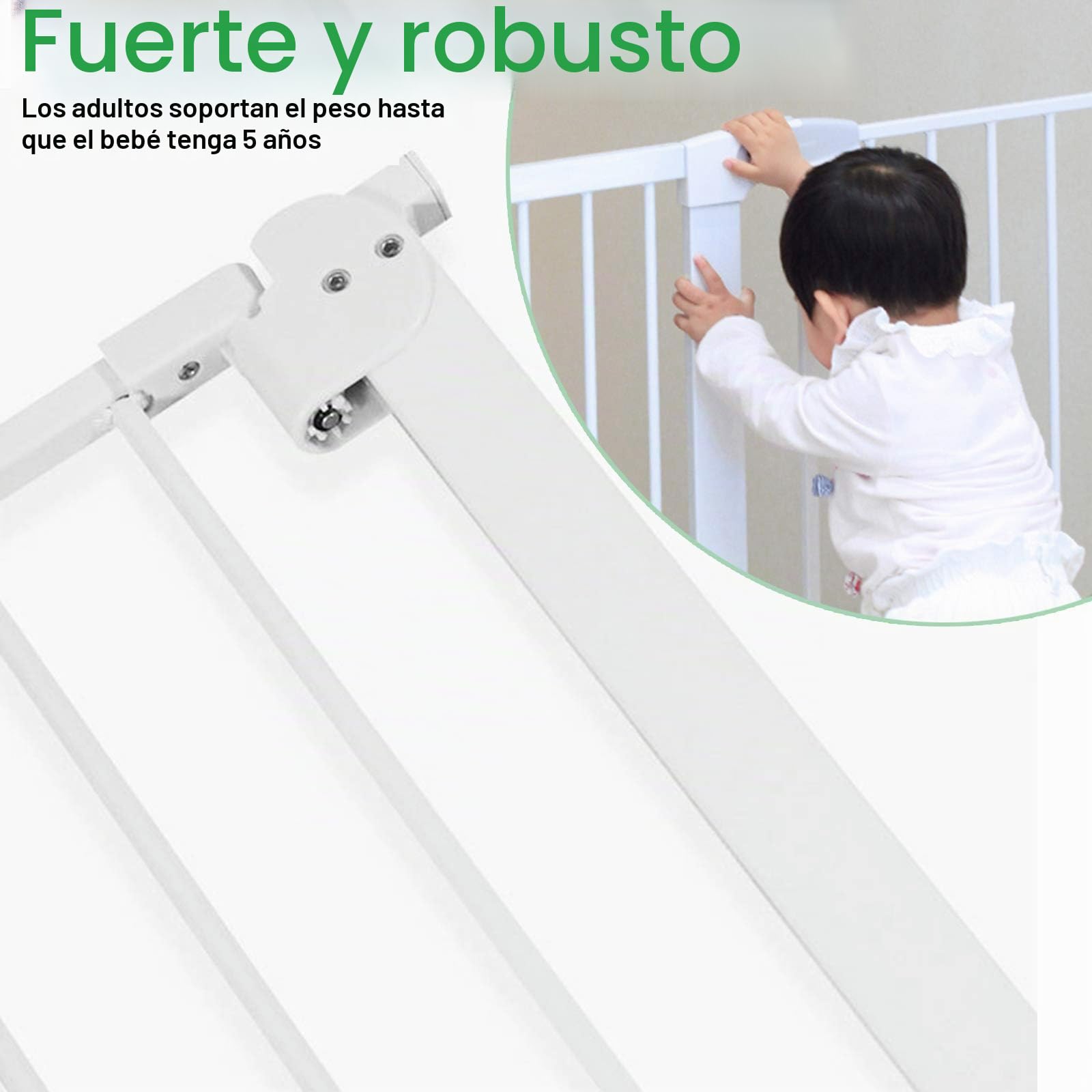 UISEBRT Rejilla de protección para Puertas sin taladrar, Rejilla de protección para escaleras para niños 85 – 95 cm, con Cierre automático para bebé, Rejilla de protección de Metal, Blanco