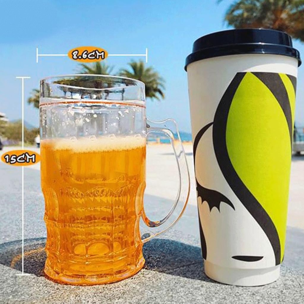 Set of 4 PS Material Tankard Beer Mugs Imitate Glass Beer Cups Durable & Unbreakable Party Drink Tool for Bar Beverage