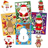 32pcs Kids Christmas Party Favors Stickers, Make Your Own Christmas Stickers DIY Craft, Christmas Pa