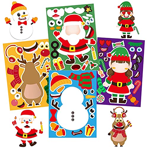 32Pcs Kids Christmas Party Favors Stickers, Make Your Own Christmas Stickers Diy Craft, Christmas Party Games Stickers Decorating Stickers For Kids Holiday Christmas Party Favors #TOP4
