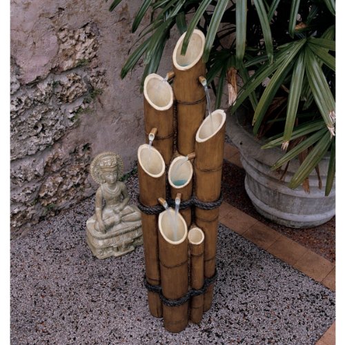 Asian Decor Water Fountain - Nearly 4 Foot Tall Cascading Bamboo Fountain - Outdoor Water Feature #TOP4