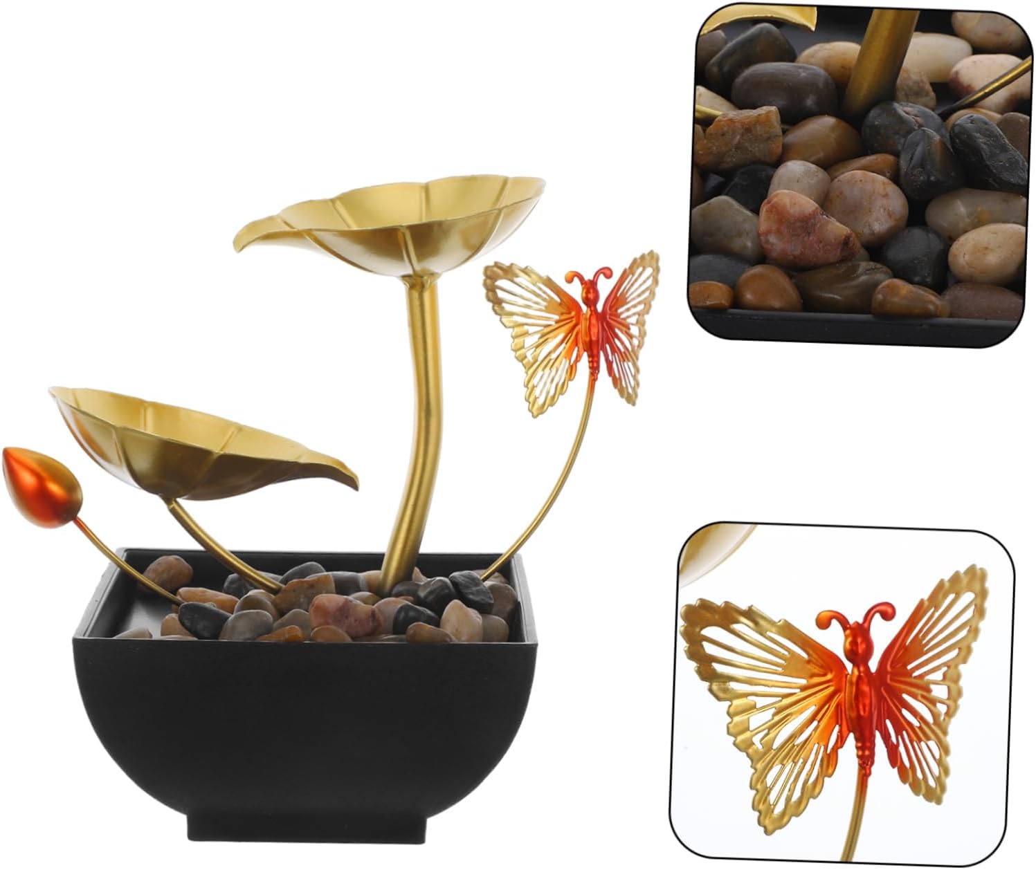 Indoor Tabletop Waterfall Fountain Led Light and Leaf Design Relaxing for Decor and Craftsmanship