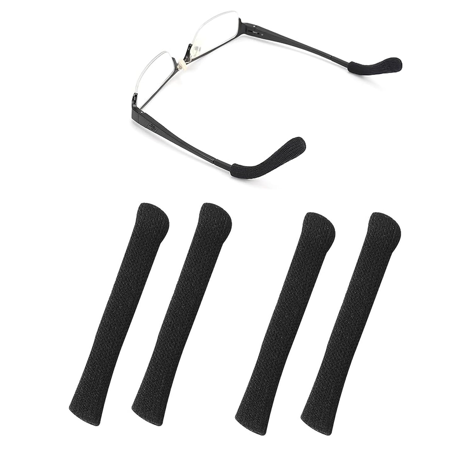 Booge 2 Pair Anti-Slip Soft Knitting Cotton Fabric Eyeglasses Temple Tips Sleeve Retainer, Eyeglasses Ear Cushions