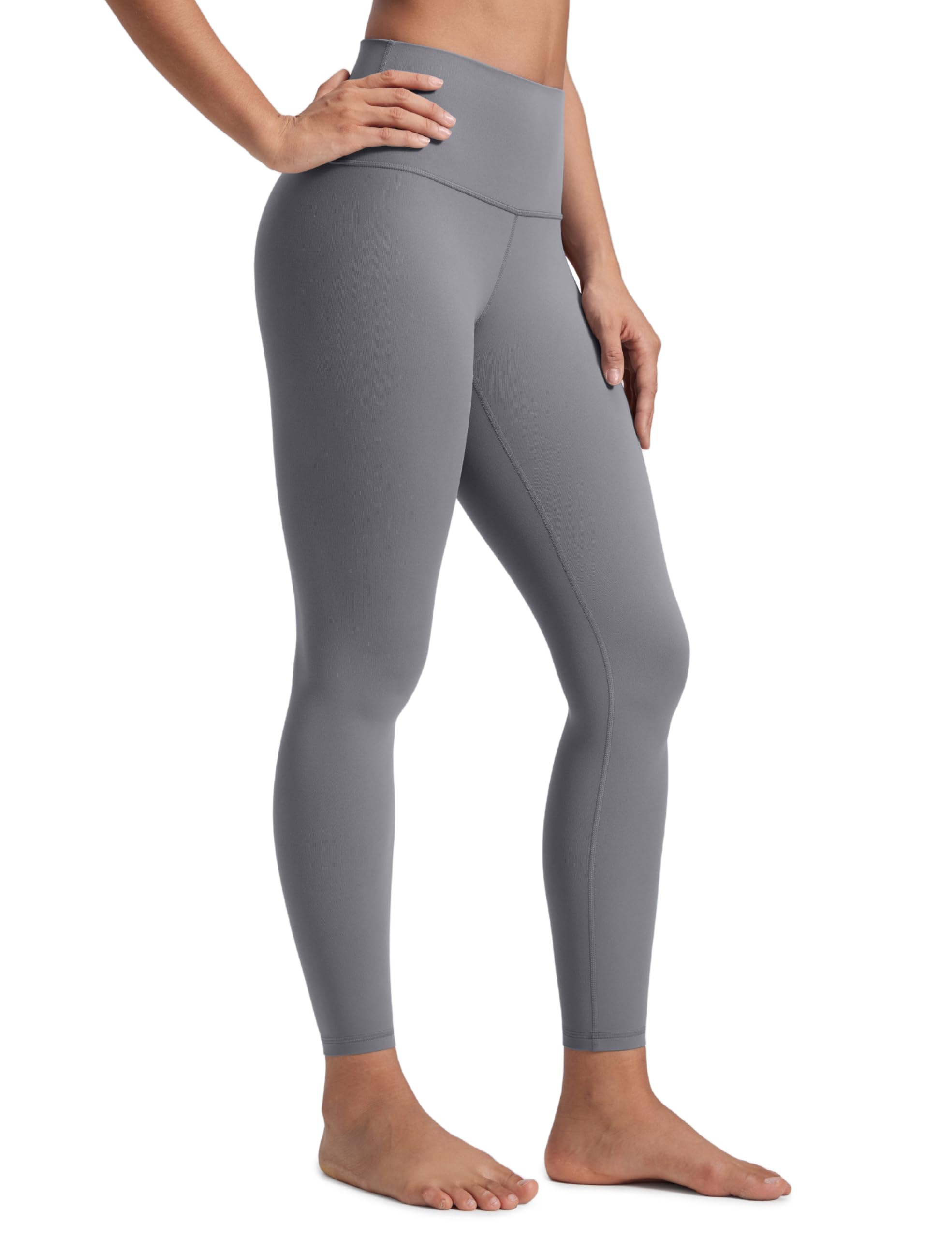 CRZ YOGA Butterluxe Damen Sport Leggings - 64cm High Waist Blickdicht Yoga Leggins Sporthose Workout Gym Yogahose Solar Grau 34