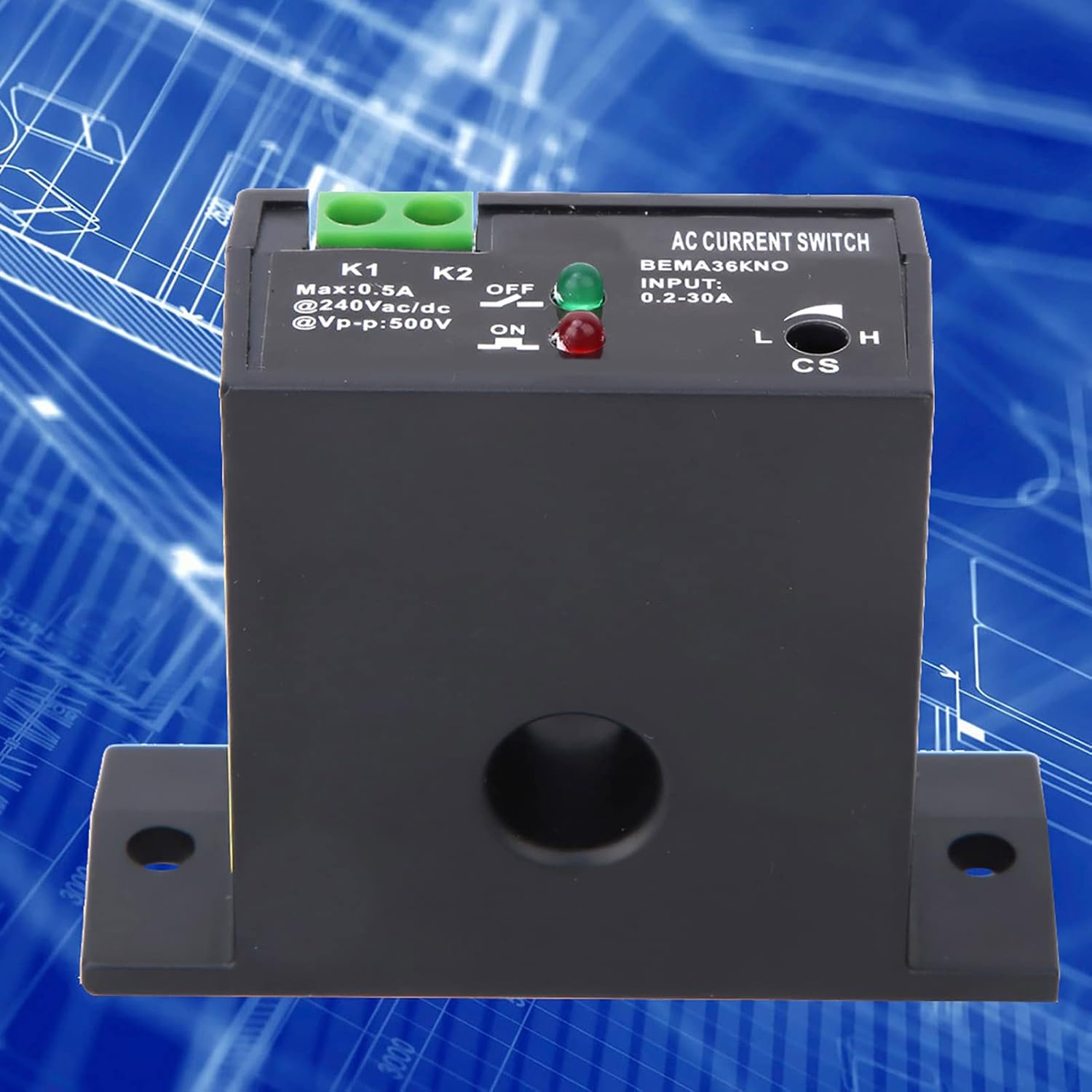 FLEXMAN Adjustable AC Current Sensing Switch, 0.2 to 30A Self Powered Sensing Switch for Substation, Frequency Control Device, Inverter Device, Electrolytic Plating (Normally Open)