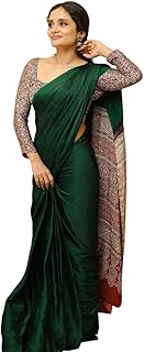 TUSHANA Ajrakh Printed Modal Silk Saree Geometric Floral Design Pallu And Blouse Piece