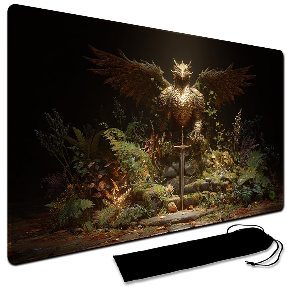 MTG Playmat,With Waterproof Storage black Bag Szie 60 x 35CM , With Zone MTG playmat Stitched Edges Game Play Mat Trading Card Game Playmats TCG Game Mat (No Zone,2)