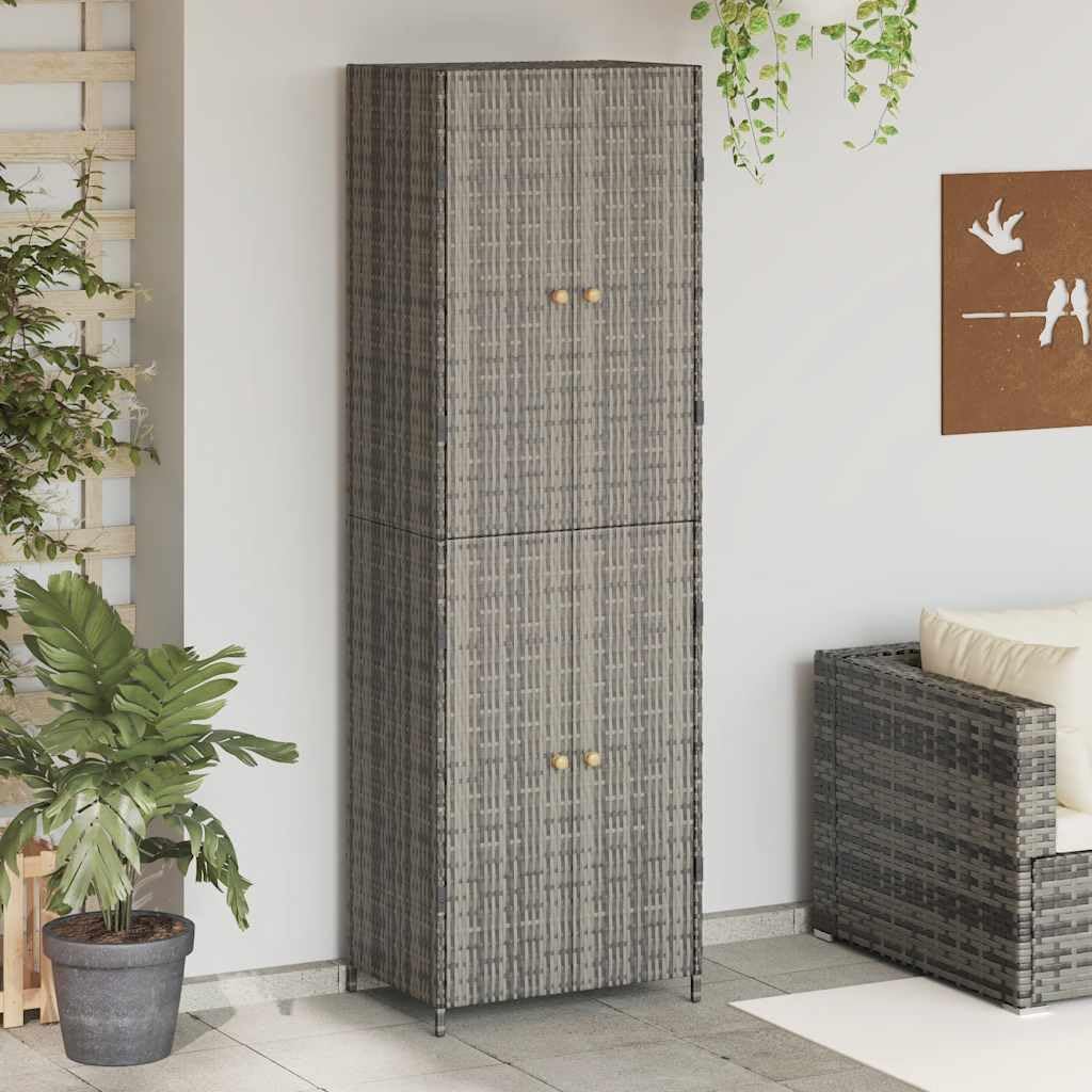 Tomostar Armoire de Rangement en Résine, Armoire Haute de Jardin Abri de Jardin Meuble Extérieur Gris 59x40x180 cm Résine tressée