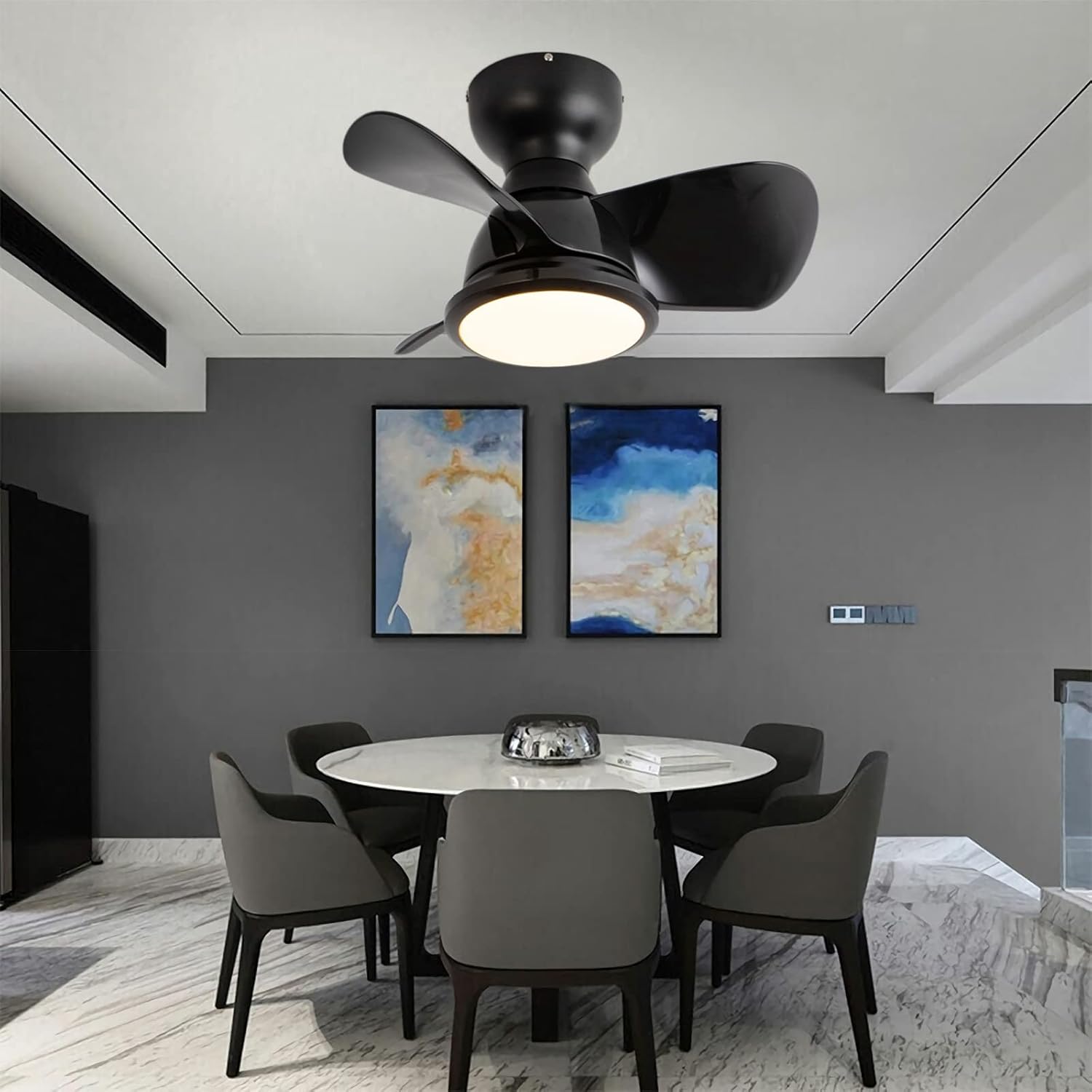 YUEGOO Ceiling Fans with Lamps,Ceiling Fan with Lighting and Remote Silent Light Modern 6 Wind Speeds Changeable 3 Color Temperature Dimmable Fan Light for Living Room, Bedroom/a