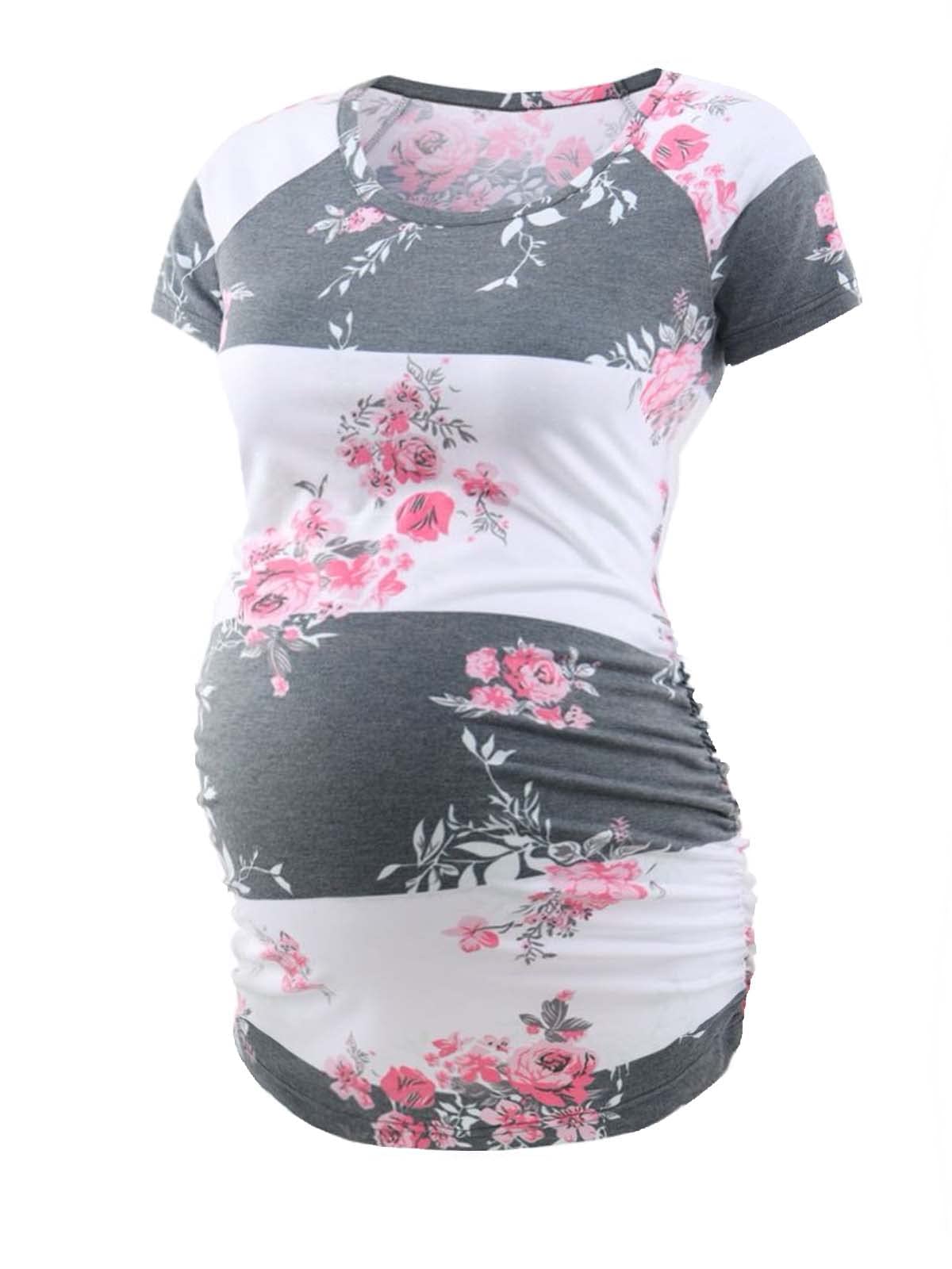 BBHoping Womens Maternity Tops Short Long Sleeve Baseball Crew Neck Classic Side Ruched Pregnancy T-Shirt