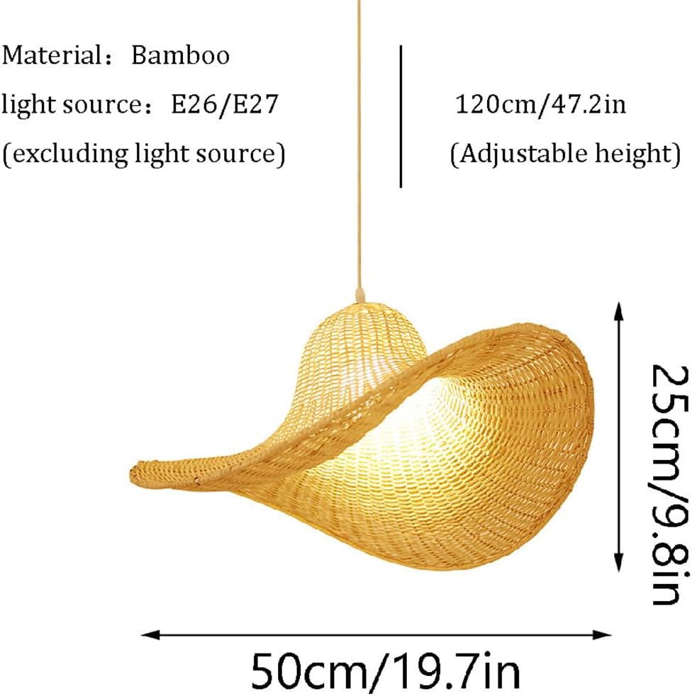 Unique Straw Hat Art Decoration Wicker Light Boho Style Wicker Hanging Lamp for Living Room Modern Decor Indoor Rustic Large Hanging Light E27 Café Entryway Bedroom Hanging Lamp